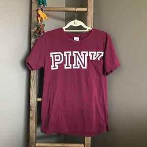 VS PINK Oversized Tee-Burgundy
